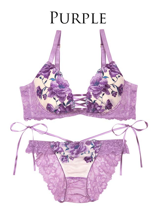 【Reinest】【永尾まりや着用】エレガンスピオニーブルーム育乳脇高★魔法のブラジャー&バック透けフルバックショーツ[推し]