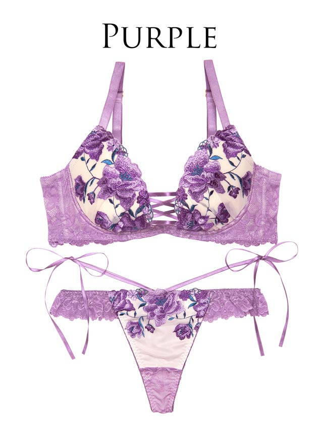 【Tバック】【Reinest】【永尾まりや着用】エレガンスピオニーブルーム育乳脇高★魔法のブラジャー&バック透けTバックショーツ[推し]