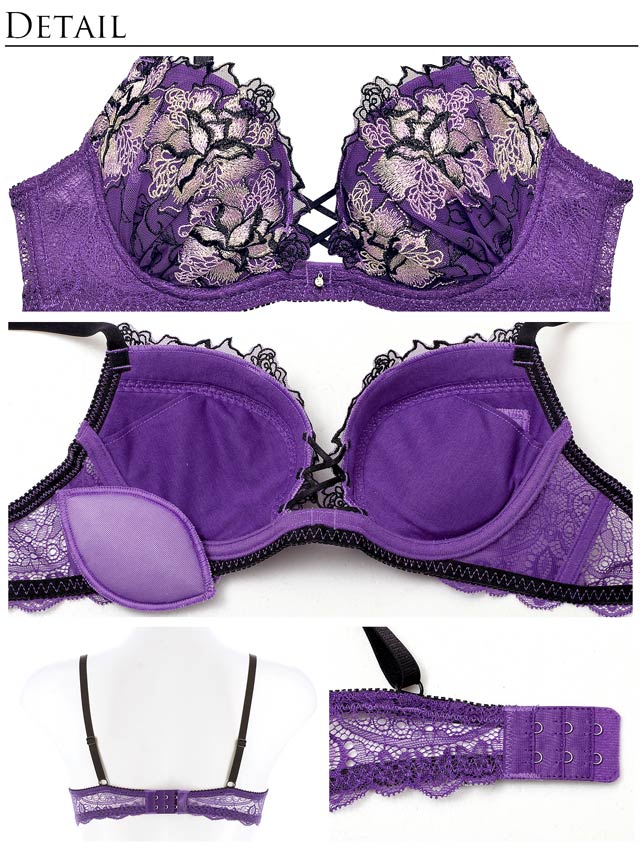 7/18再販!【Tバック】【Reinest】ファブリックレースアップフラワーブラジャー&バック透けTバックショーツ[推し]