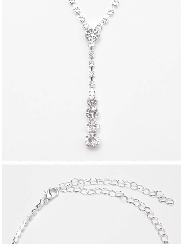 6/19再入荷![2点SET]スクエアラインシルバーストーンネックレス＆ピアスセット