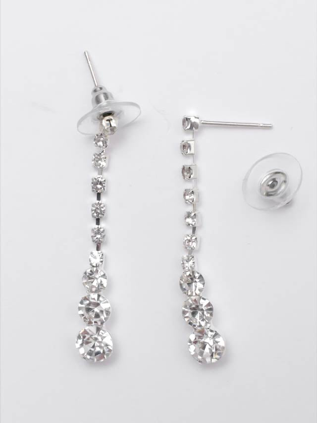 6/19再入荷![2点SET]スクエアラインシルバーストーンネックレス＆ピアスセット