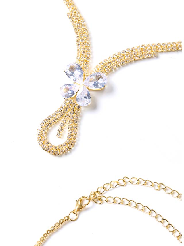 [2点SET]スパークリングドロップビジューネックレス＆ピアスセット