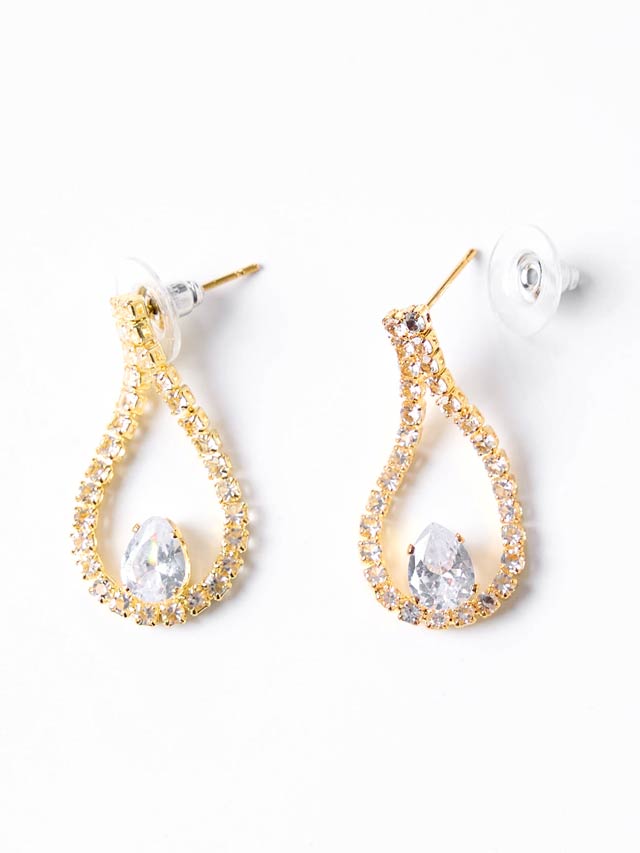 [2点SET]スパークリングドロップビジューネックレス＆ピアスセット