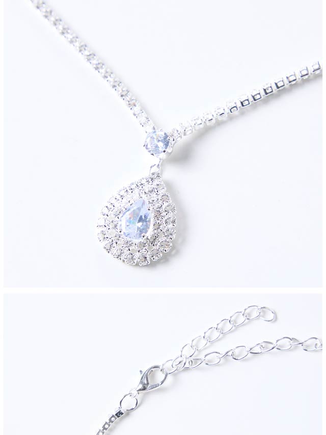 [2点SET]クリスタルドロップビジューネックレス＆ピアスセット