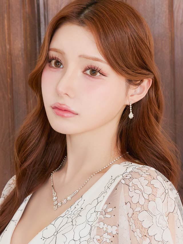 8/13新作![2点SET]ラグジュアリーフラワーモチーフネックレス＆ピアスセット