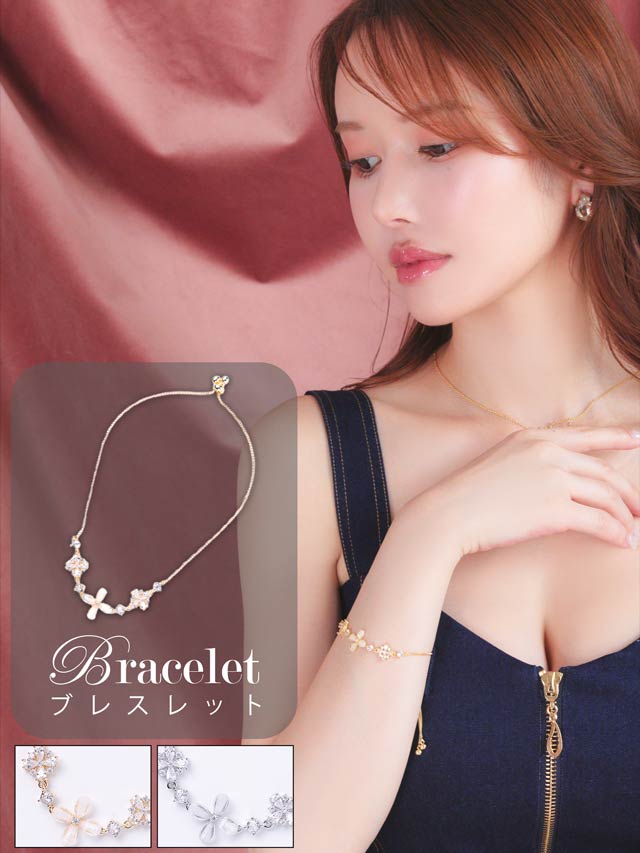 6/18新作!フェミニンビジューフラワーブレスレット
