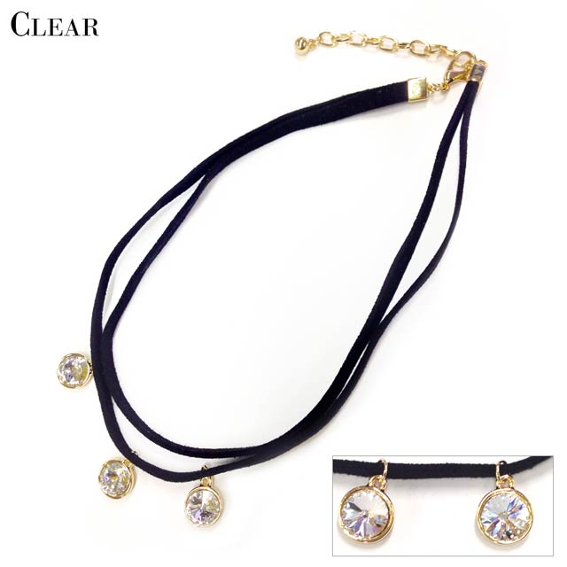 3粒ビジュー付きチョーカー