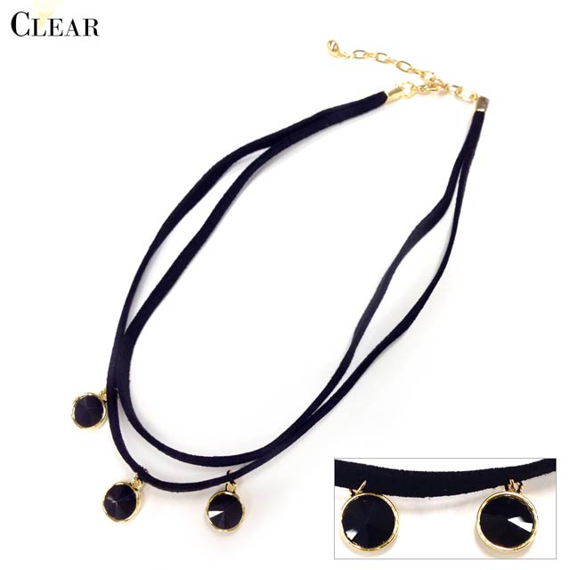 3粒ビジュー付きチョーカー