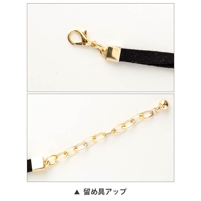 3粒ビジュー付きチョーカー