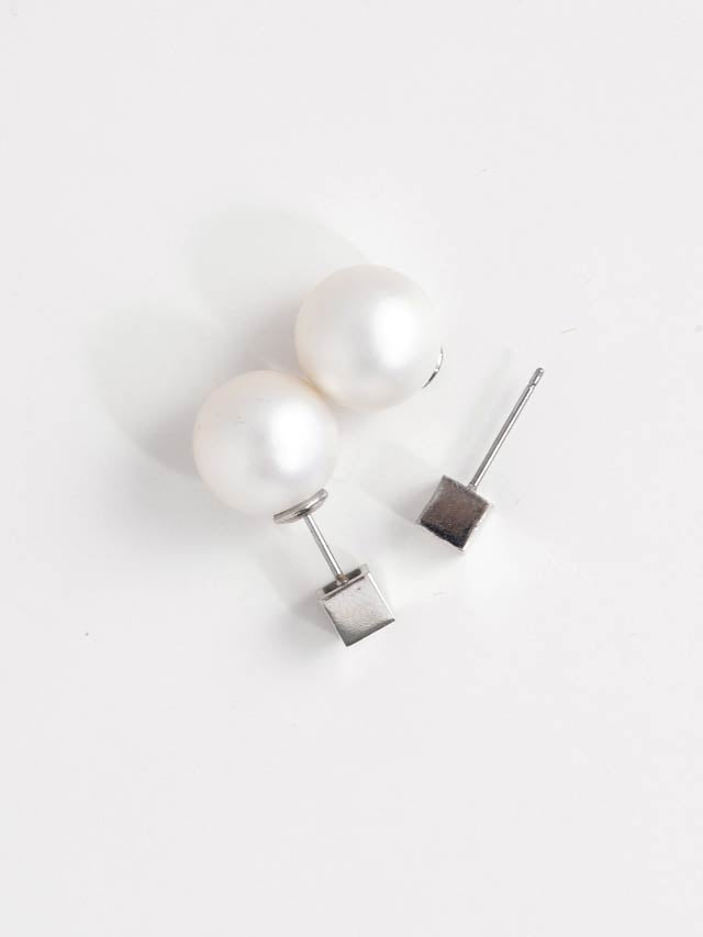 [2way]スクエア×パールキャッチピアス単品[アクセサリー]