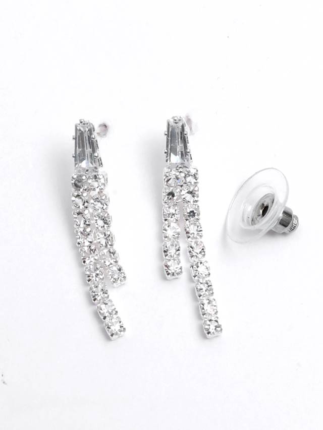 [2点SET]スタイリッシュチェーンビジューネックレス＆ピアスセット