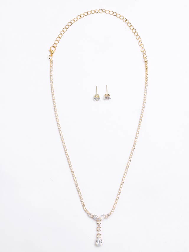 6/25新作![2点SET]グレースビジューネックレス＆ピアスセット