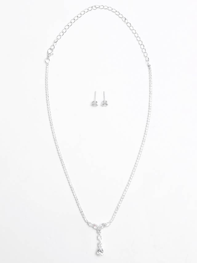 6/25新作![2点SET]グレースビジューネックレス＆ピアスセット