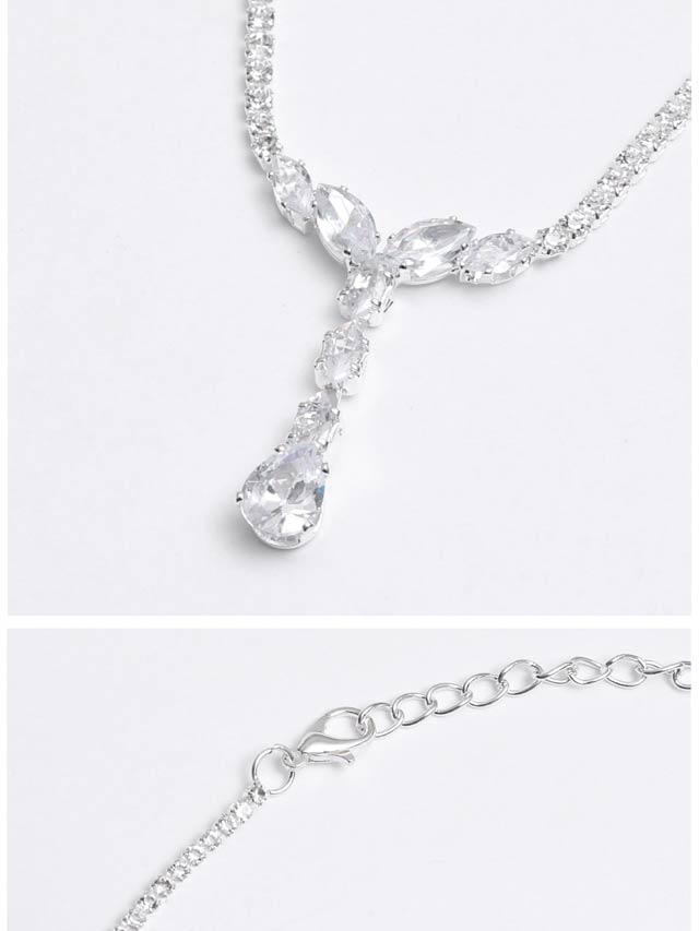 6/25新作![2点SET]グレースビジューネックレス＆ピアスセット