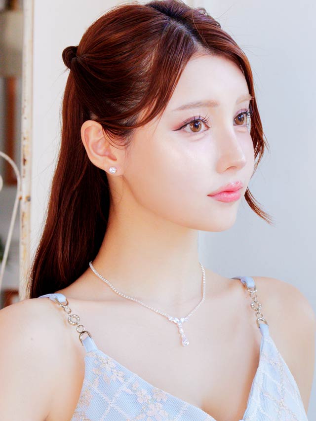 6/25新作![2点SET]グレースビジューネックレス＆ピアスセット