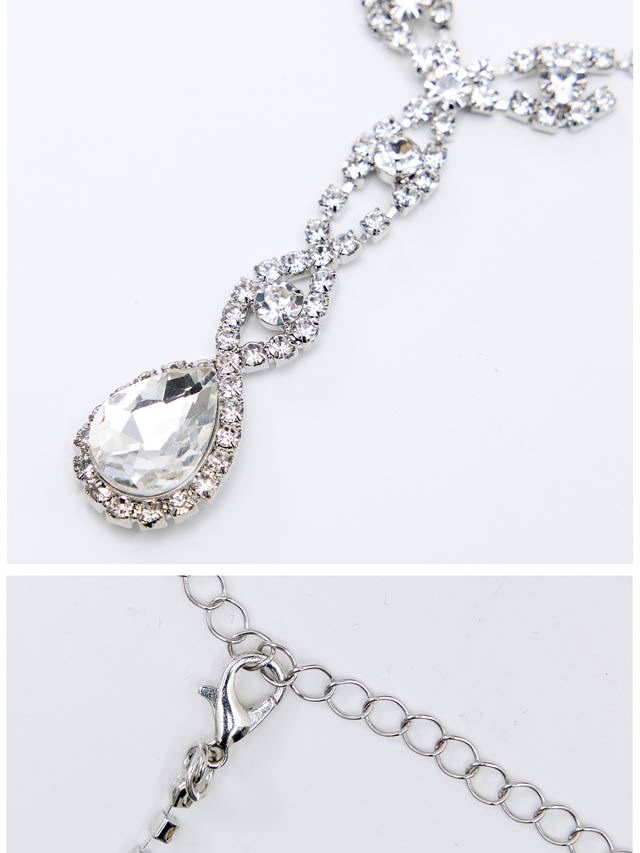 9/9再入荷![2点SET]ティアドロップビジューネックレス＆ピアスセット