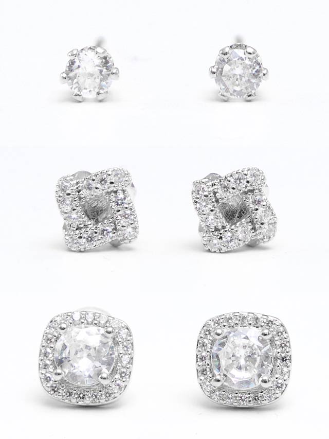 エレガントストーンビジューピアス３点セット