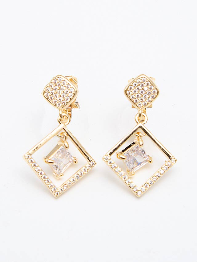 スクエアドロップストーンイヤリング