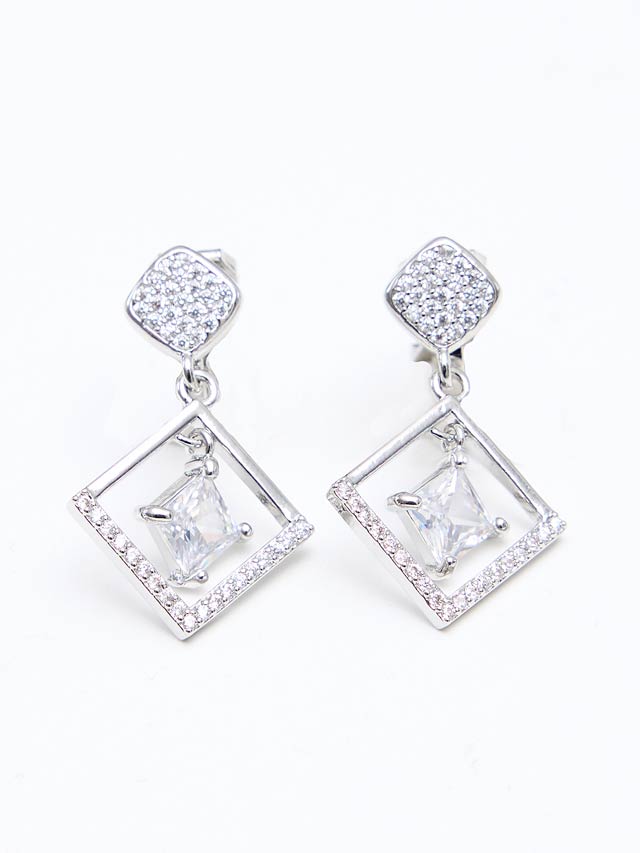 スクエアドロップストーンイヤリング