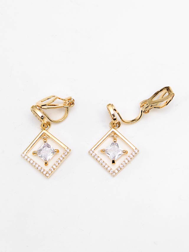 スクエアドロップストーンイヤリング