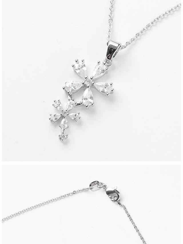 6/18新作![2点SET]プチフラワービジューネックレス＆ピアスセット