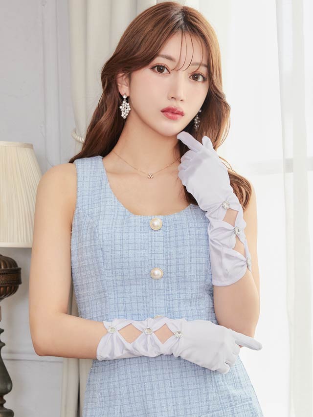 サテンギャザービジューグローブ