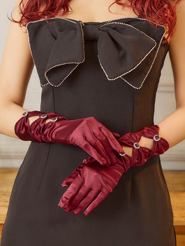 サテンギャザービジューグローブ