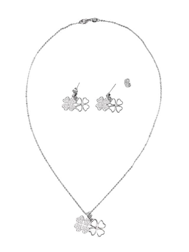 6/4新作![2点SET]フォーリーフクローバーネックレス＆ピアスセット