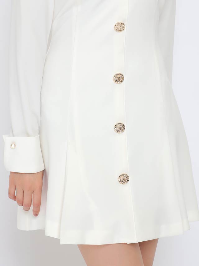 [SMサイズ]フロントボタン襟付きデコルテシアーワンピース[2サイズ展開]