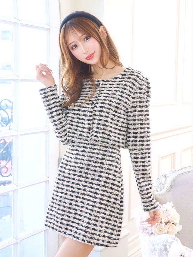 クラシカルギンガムツイードセットアップ[カジュアル/dazzy closet]【ドーリードレス】