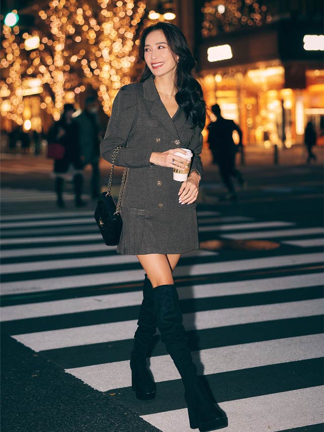 ダブルボタントレンチ風ジャケット&スカートセットアップ[カジュアル/dazzy closet]