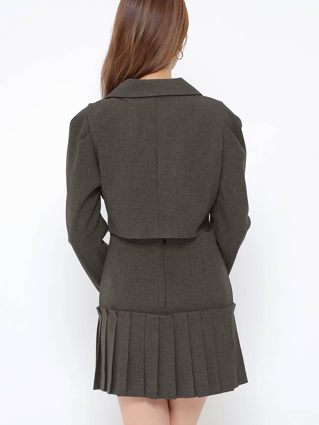 ダブルボタントレンチ風ジャケット&スカートセットアップ[カジュアル/dazzy closet]