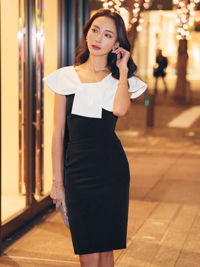 [SMサイズ]ボレロ風ギャザーリボンスリット入りラウンジワンピース[2サイズ展開]