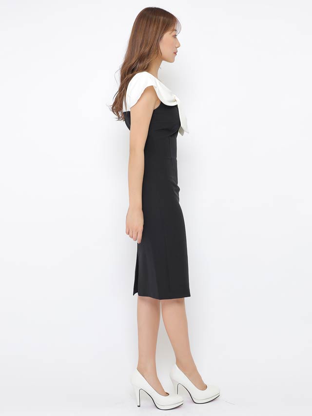 [SMサイズ]ボレロ風ギャザーリボンスリット入りラウンジワンピース[2サイズ展開]