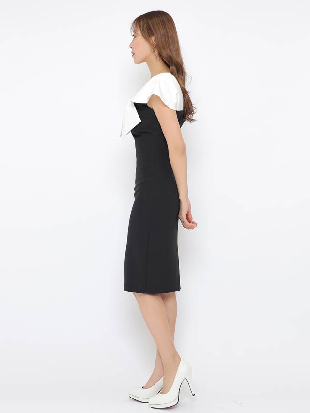 [SMサイズ]ボレロ風ギャザーリボンスリット入りラウンジワンピース[2サイズ展開]