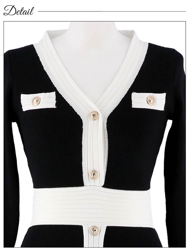 7/8再入荷!ウエスト切り替えボタンビジューラウンジワンピース